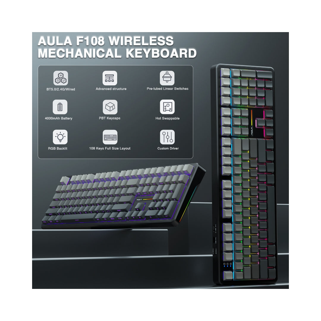 AULA F108 Pro Full Size vision Knob Keyboard