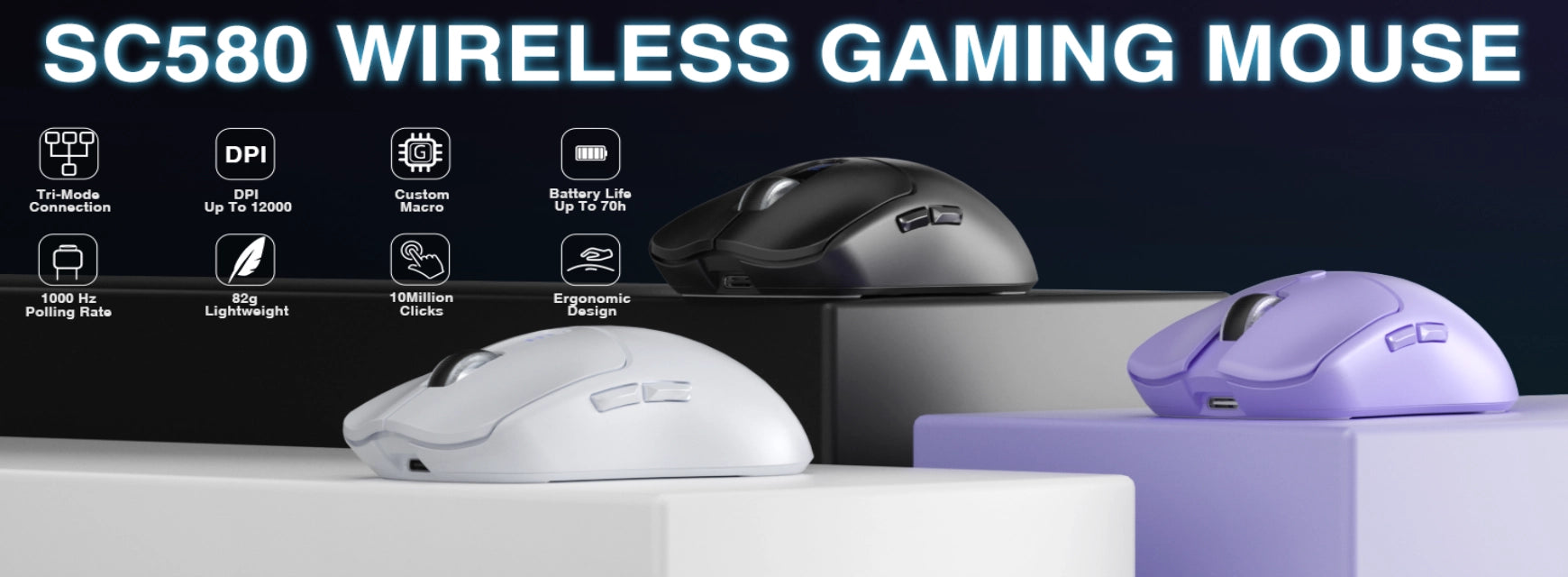 AULA SC580 Tri-Mode Wireless Gaming Mouse