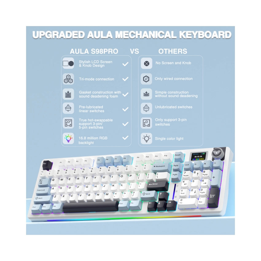 AULA S98 Pro Mechanical Keyboard With Knob& LCD Screen