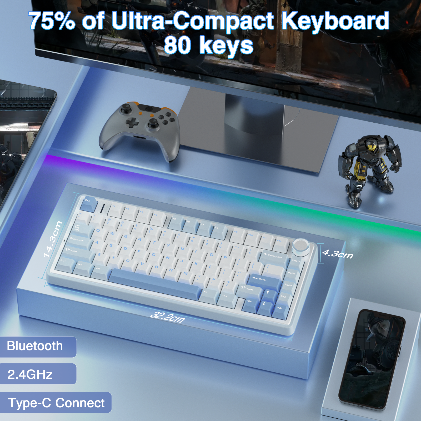 AULA F75 Pro Knob Side-Printed Mechanical Keyboard