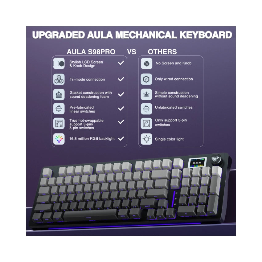 AULA S98 Pro Mechanical Keyboard With Knob& LCD Screen