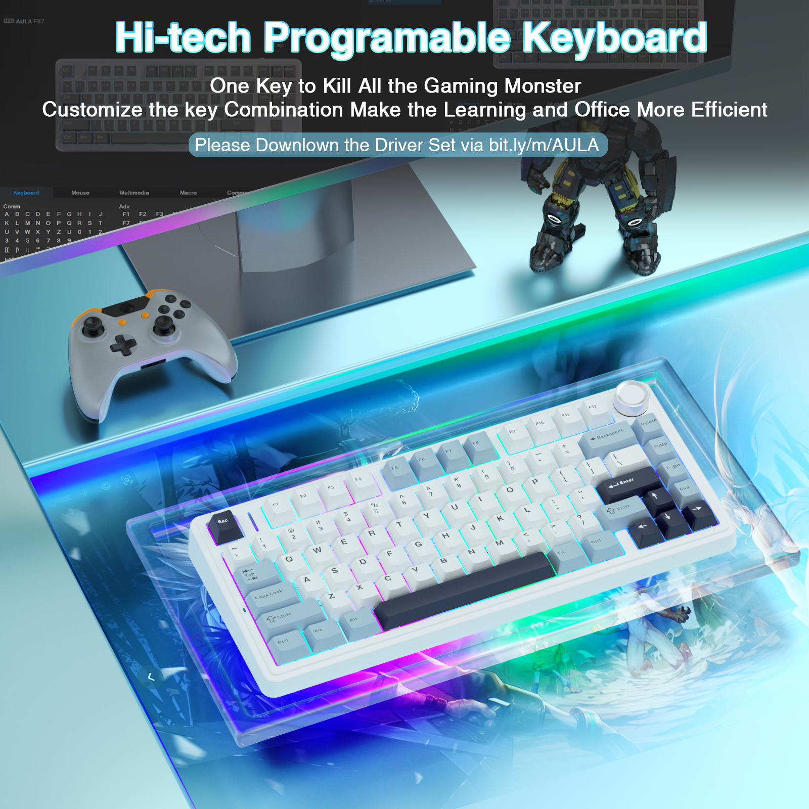 AULA F75 Pro Knob Side-Printed Mechanical Keyboard