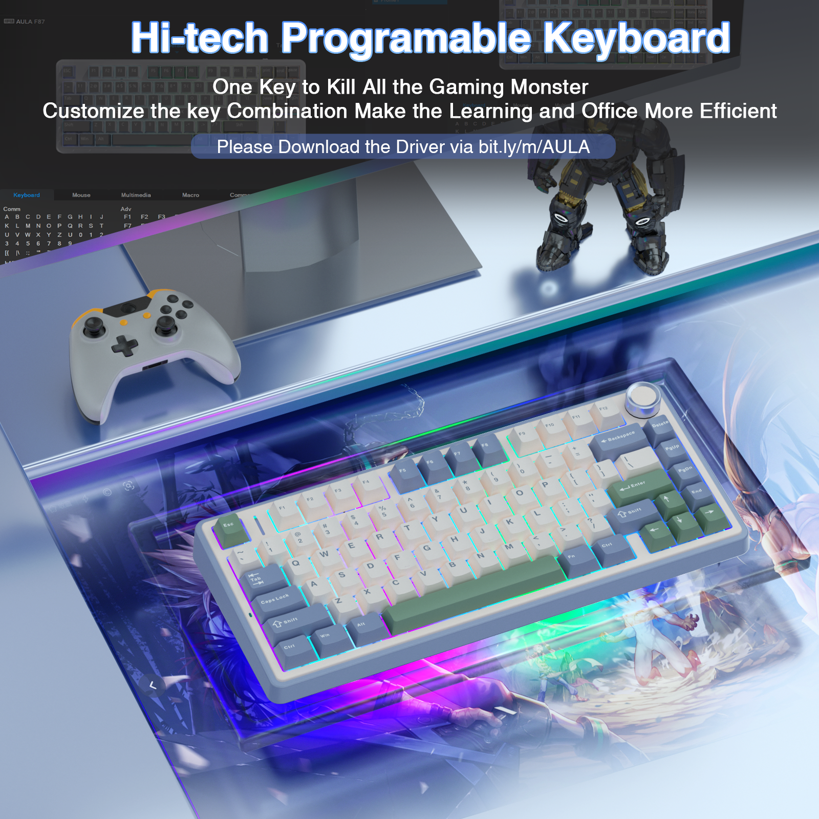 AULA F75 Pro Knob Side-Printed Mechanical Keyboard