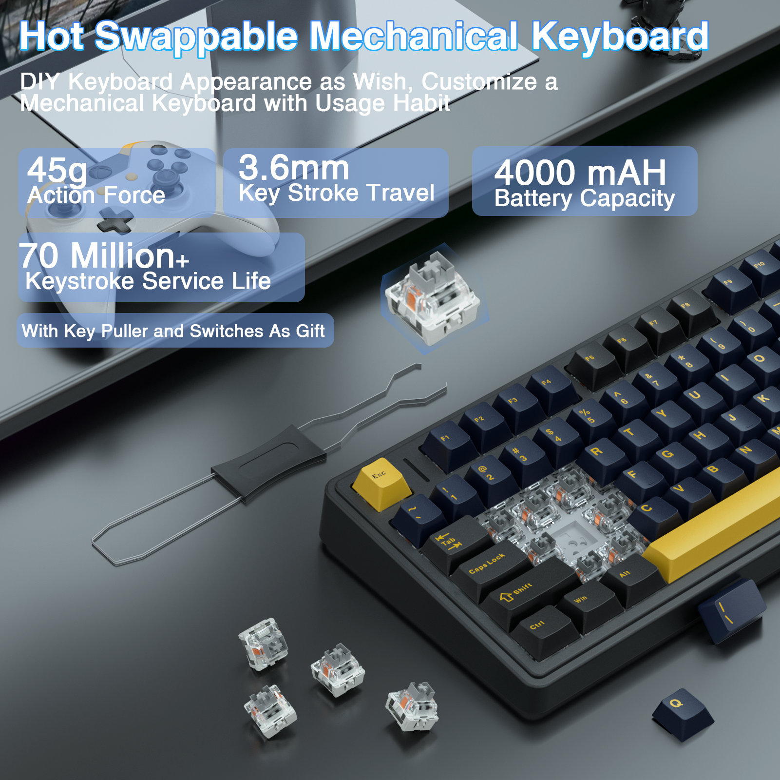 AULA F75 Pro Knob Side-Printed Mechanical Keyboard