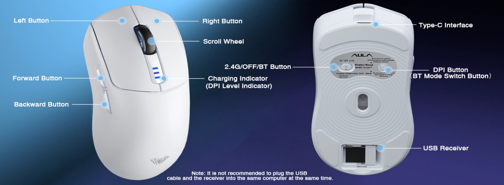 AULA SC580 Tri-Mode Wireless Gaming Mouse