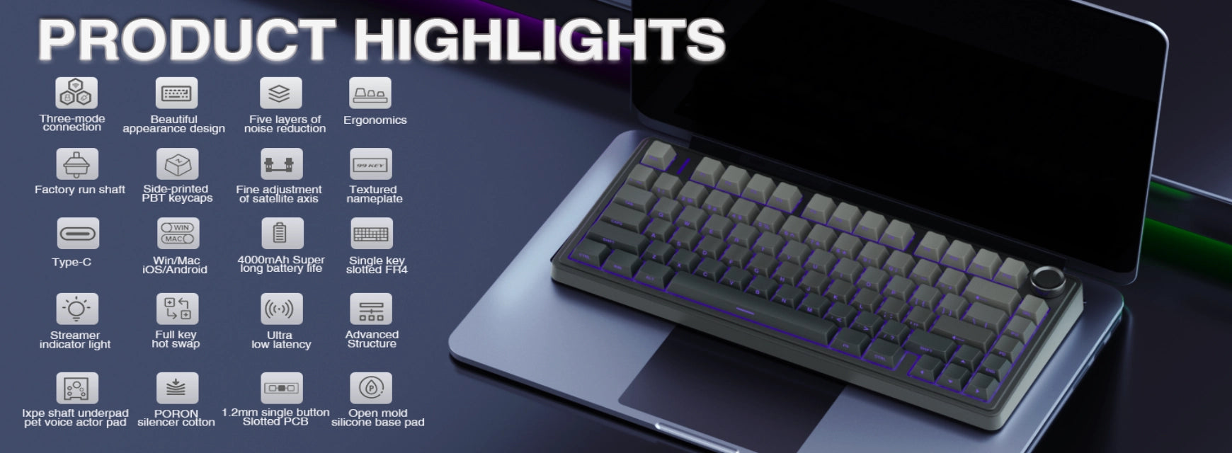 AULA F75 Pro Knob Side-Printed Mechanical Keyboard